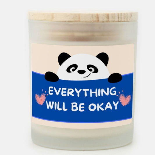 Everything Will Be Okay Candle Premium Non-Toxic Wood Wick Candle Frosted Glass (Hand Poured 11 oz)