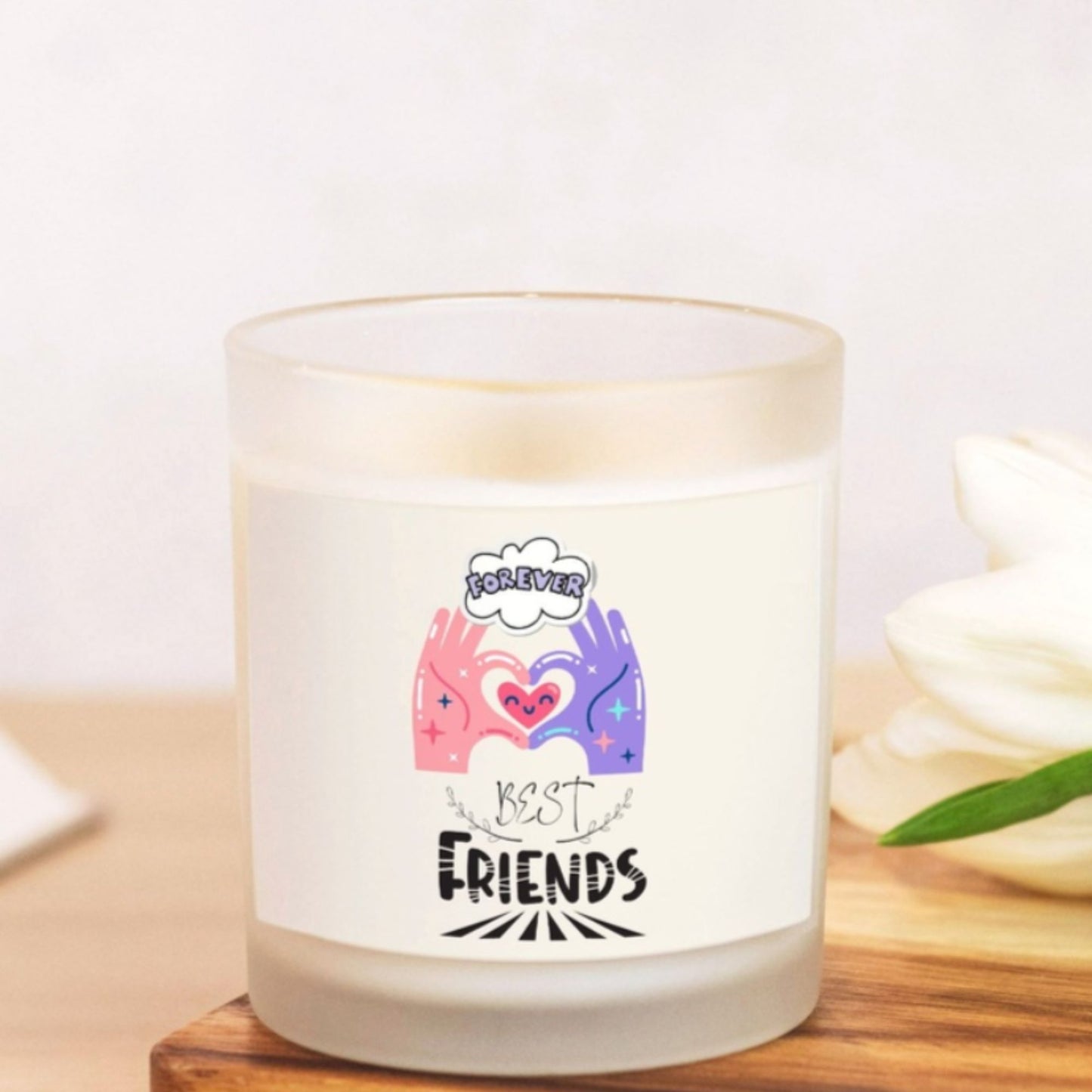 Forever Best Friend Candle Premium Non-Toxic Wood Wick Candle Frosted Glass (Hand Poured 11 oz)