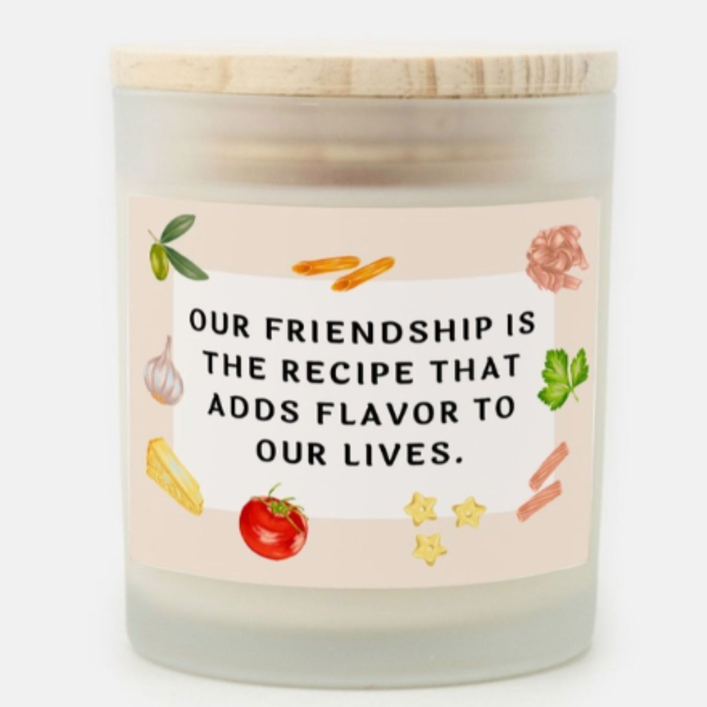 Our Friendship Candle Premium Non-Toxic Wood Wick Candle Frosted Glass (Hand Poured 11 oz)