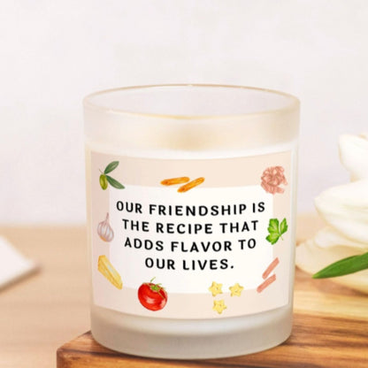 Our Friendship Candle Premium Non-Toxic Wood Wick Candle Frosted Glass (Hand Poured 11 oz)