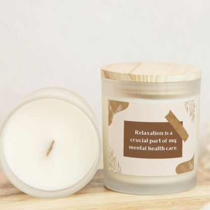 Relaxation Candle Premium Non-Toxic Wood Wick Candle Frosted Glass (Hand Poured 11 oz)