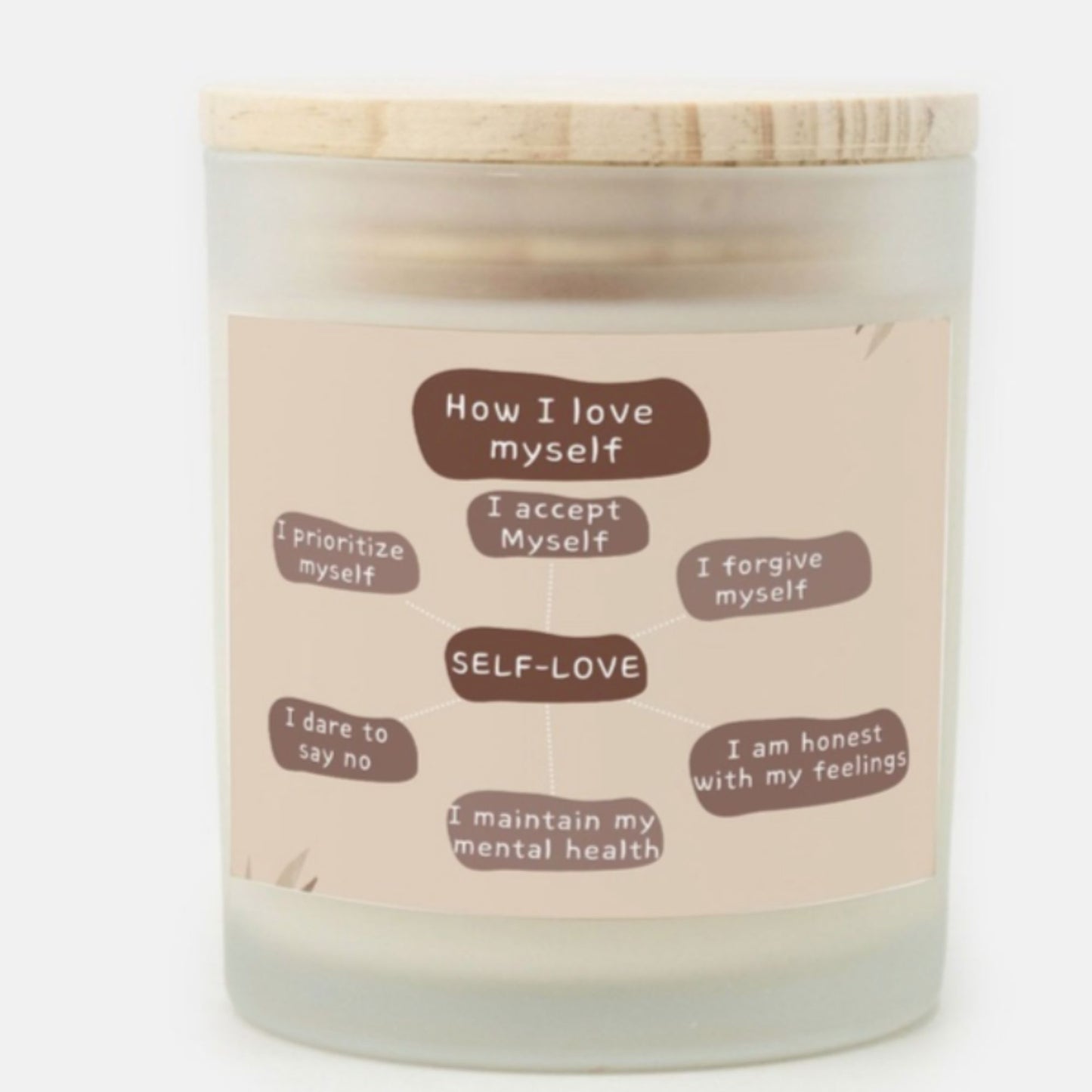How I love Myself Candle Premium Non-Toxic Wood Wick Candle Frosted Glass (Hand Poured 11 oz)